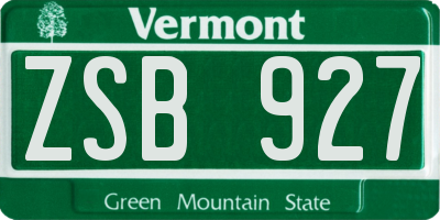 VT license plate ZSB927