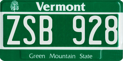 VT license plate ZSB928