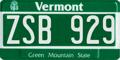 VT license plate ZSB929