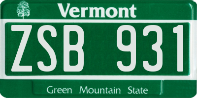 VT license plate ZSB931