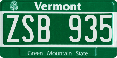VT license plate ZSB935