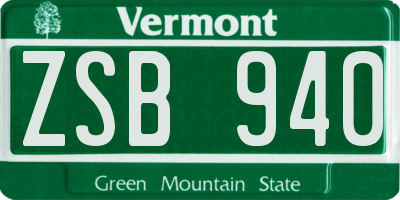 VT license plate ZSB940