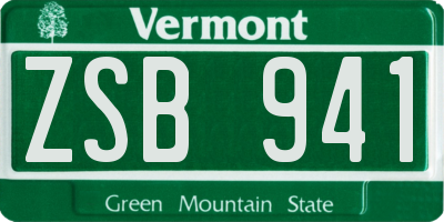 VT license plate ZSB941