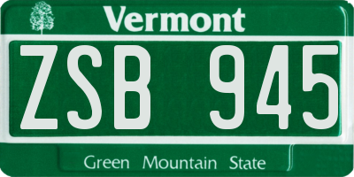 VT license plate ZSB945