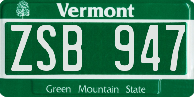 VT license plate ZSB947