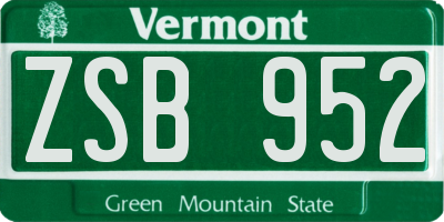 VT license plate ZSB952