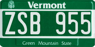 VT license plate ZSB955
