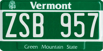 VT license plate ZSB957