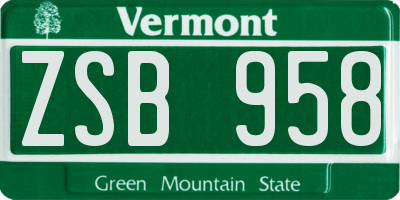 VT license plate ZSB958