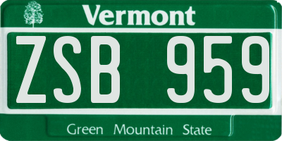 VT license plate ZSB959
