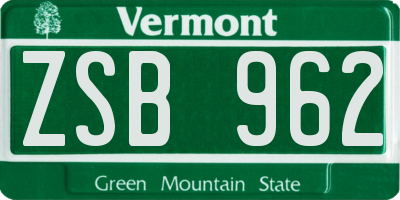 VT license plate ZSB962
