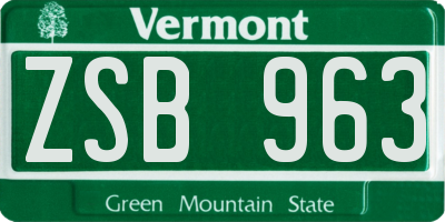 VT license plate ZSB963