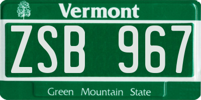 VT license plate ZSB967