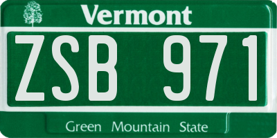 VT license plate ZSB971