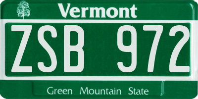 VT license plate ZSB972