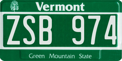 VT license plate ZSB974