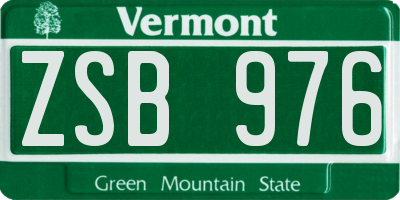 VT license plate ZSB976