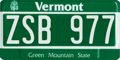 VT license plate ZSB977
