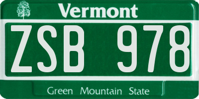 VT license plate ZSB978