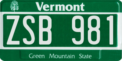 VT license plate ZSB981