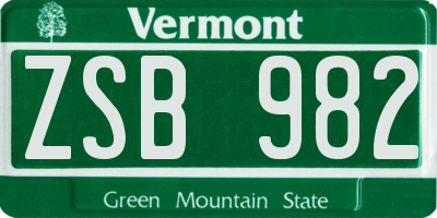 VT license plate ZSB982