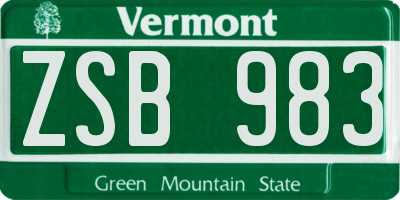 VT license plate ZSB983