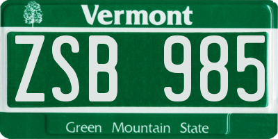 VT license plate ZSB985