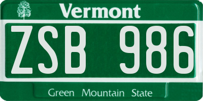 VT license plate ZSB986