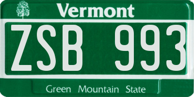 VT license plate ZSB993