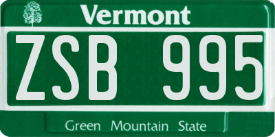 VT license plate ZSB995
