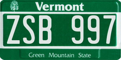 VT license plate ZSB997
