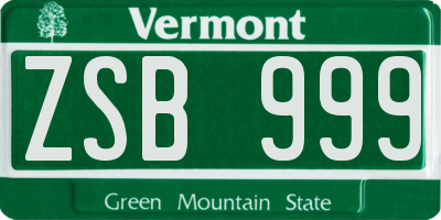 VT license plate ZSB999