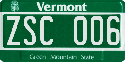 VT license plate ZSC006