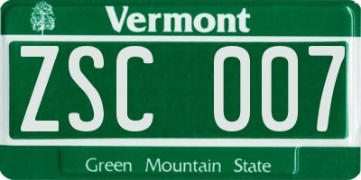 VT license plate ZSC007