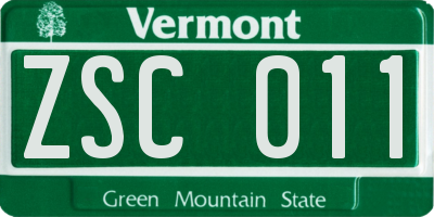 VT license plate ZSC011