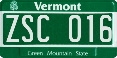 VT license plate ZSC016