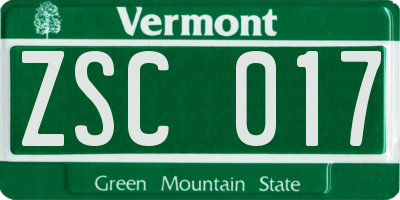 VT license plate ZSC017
