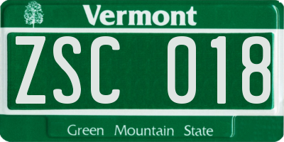 VT license plate ZSC018