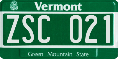 VT license plate ZSC021