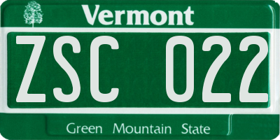 VT license plate ZSC022