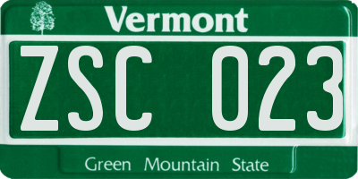 VT license plate ZSC023