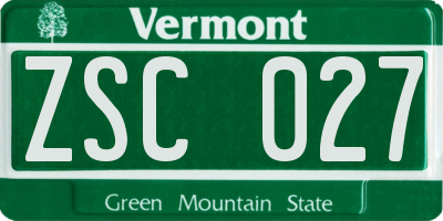 VT license plate ZSC027