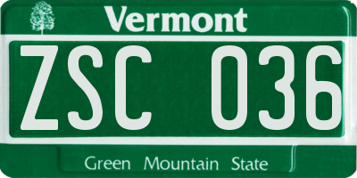 VT license plate ZSC036
