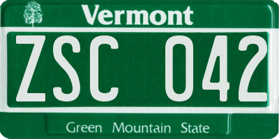 VT license plate ZSC042