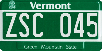 VT license plate ZSC045