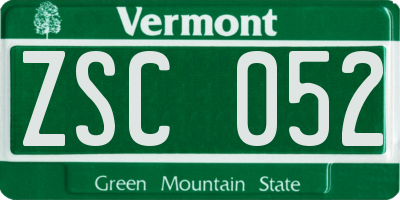 VT license plate ZSC052