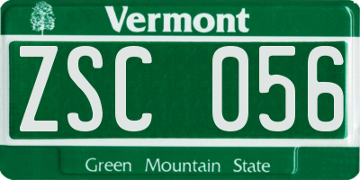 VT license plate ZSC056