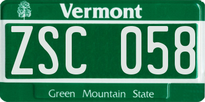VT license plate ZSC058