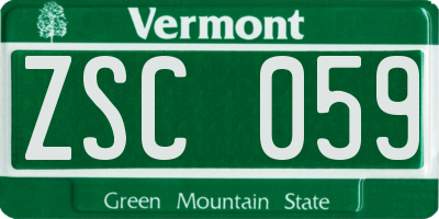 VT license plate ZSC059