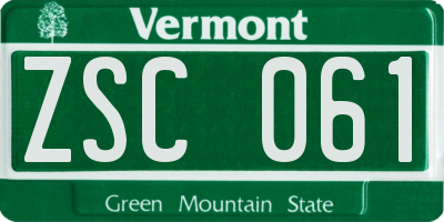 VT license plate ZSC061